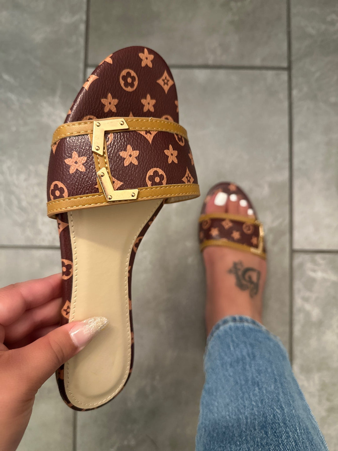 Jovana Patterned Sandal - Brown