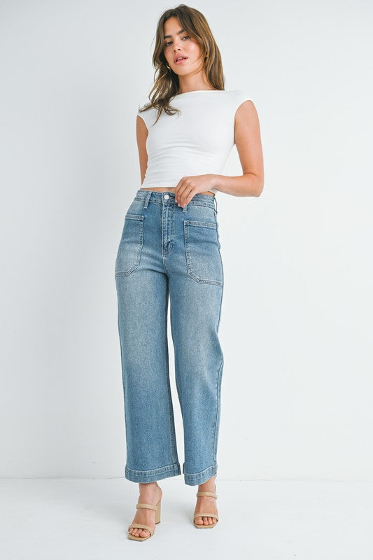 Mid Denim Utility Pants