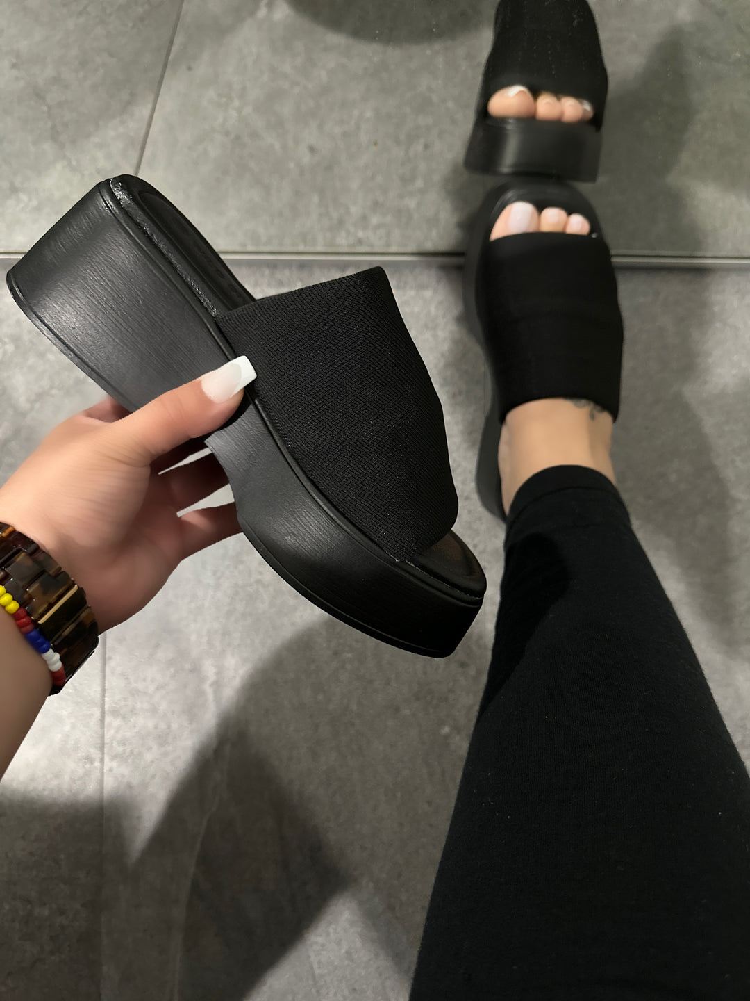Valentina Platform Sandal- Black