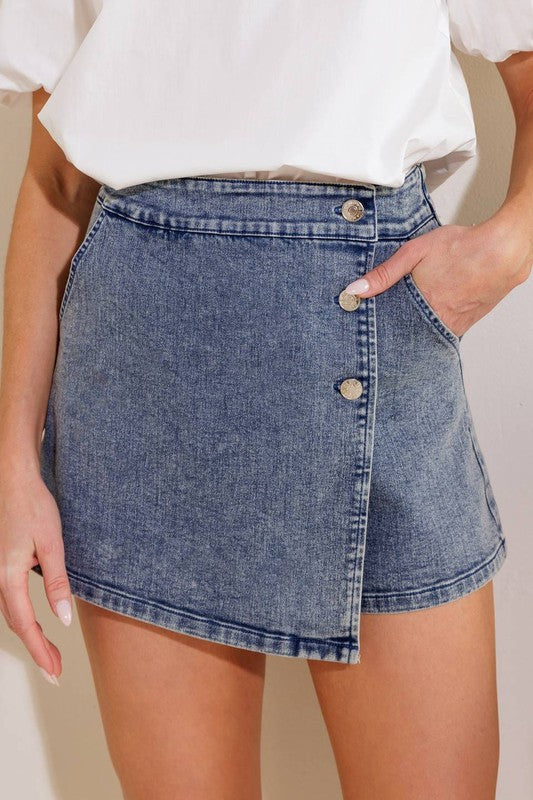 Stylish Blue Denim Skort