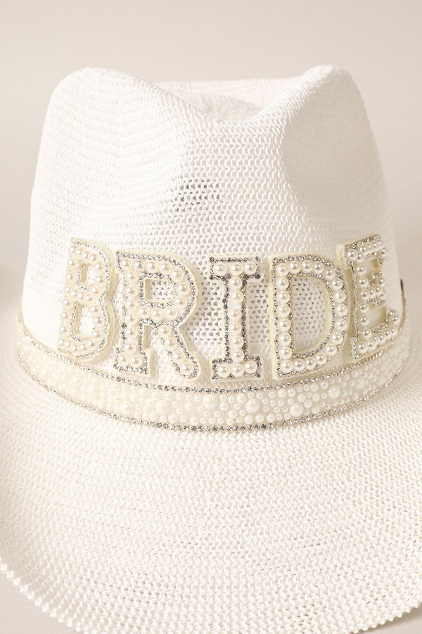 BRIDE COWGIRL HAT WITH PEARL AND RHINESTONES