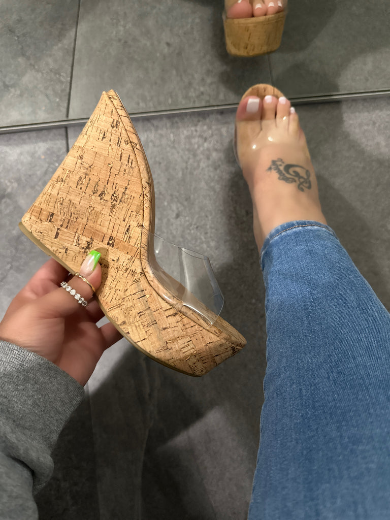 Clear cheap cork wedges