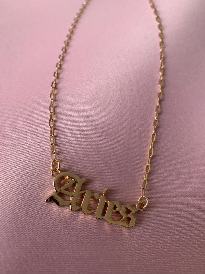 Old English Zodiac Sign Necklace